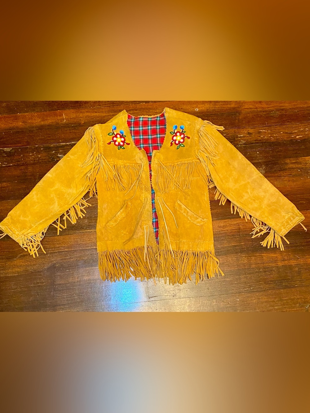 TRUE VINTAGE 1950/1960s STUNNING Artisan Hand Beaded Fringe Buckskin Jacket